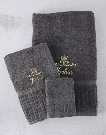 Personalised Charcoal And Gold Towel Set - Product image
