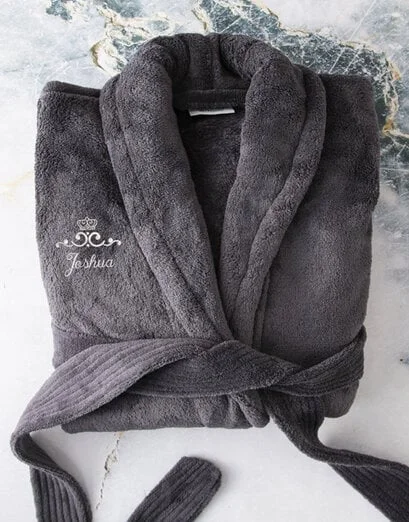 Personalised Charcoal Silver Embroidery Gown - Product image