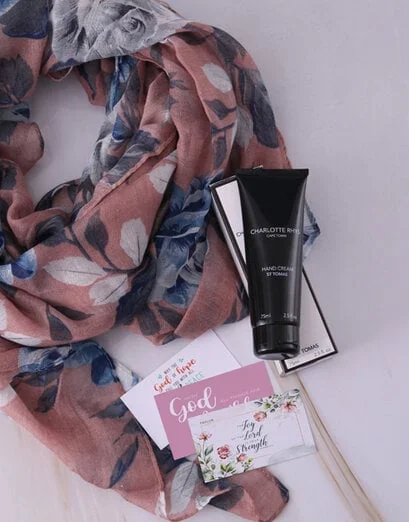 Personalised Christian Cards And Pink Scarf - Product image