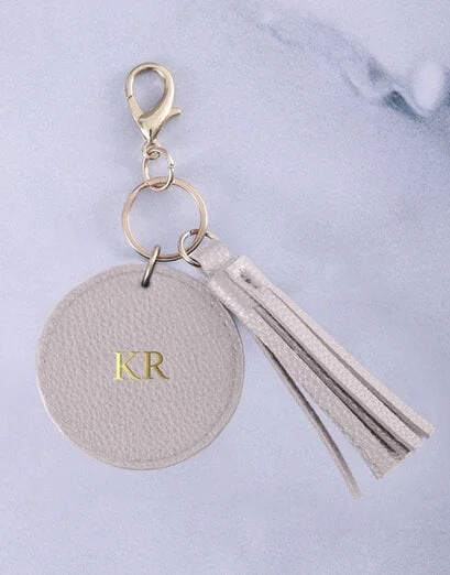 Personalised Circle Cream Key Chain - Product image