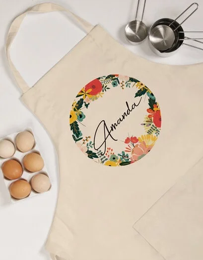 Personalised Circle Floral Apron - Product image