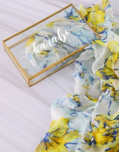 Personalised Colourful Trinket Box And Scarf - Product image