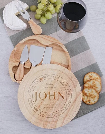 Personalised Connoiseur Cheeseboard and Knives - Product image