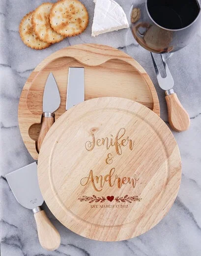 Personalised Couples Cheese Board with Knives - Product image