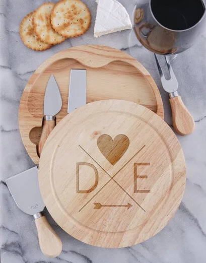 Personalised Couples Initials Cheese Board Set - Product image