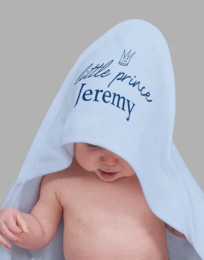 Personalised Crowned Prince Hooded Baby Towel - Product image