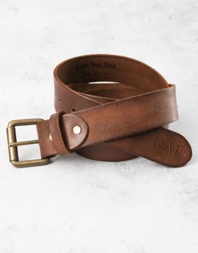 Personalised Dad Brown Leather Belt - Product image