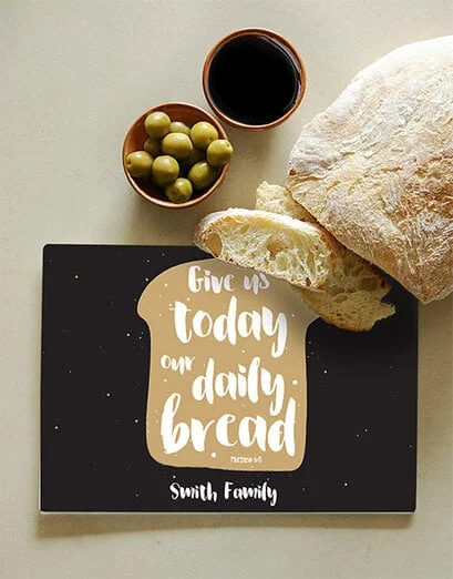 Personalised Daily Bread Glass Chopping Board - Product image