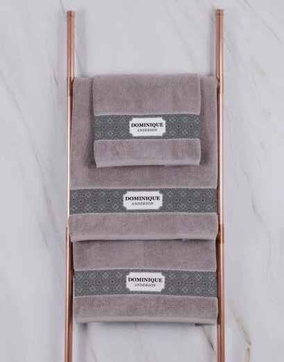 Personalised Damask Natural Towel Set - Product image