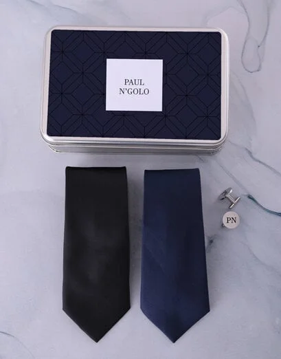 Personalised Diamond Tie Tin Set