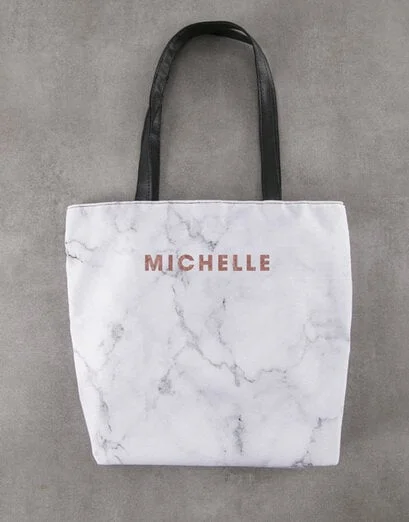 Personalised Elegant Marble Print Tote Bag - Product image
