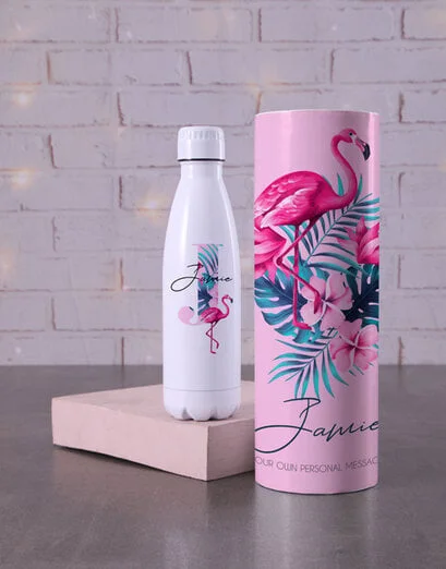 Personalised Flamingo Water Bottle Tube - Product image
