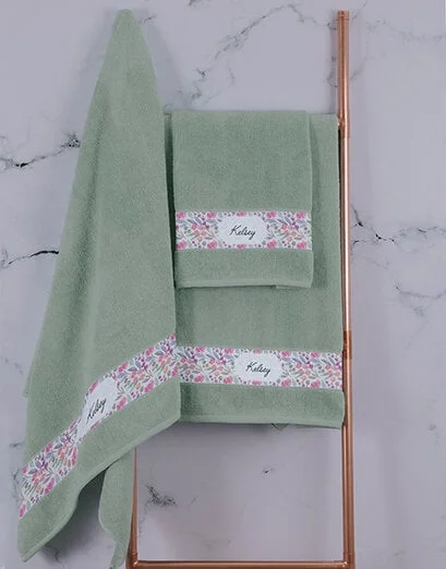 Personalised Floral Aquamarine Towel Set - Product image