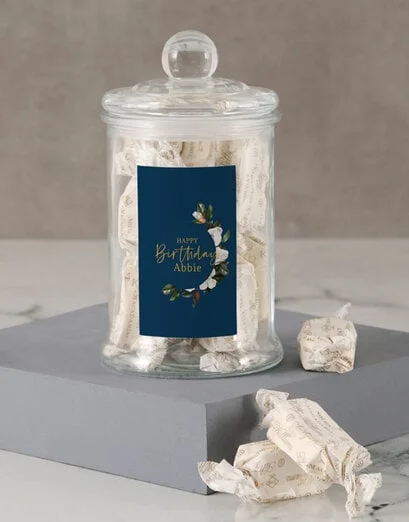 Personalised Floral Birthday Nougat Candy Jar - Product image