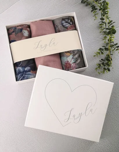 Personalised Floral Blush Scarf Gift Set