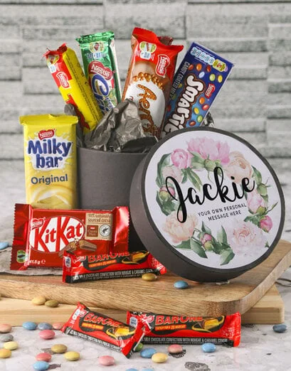 Personalised Floral Chocolate Hat Box - Product image