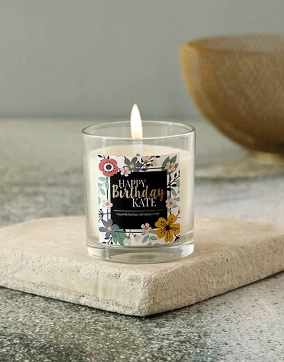 Personalised Floral Happy Birthday Candle - Product image