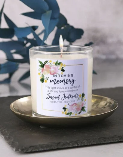 Personalised Floral In Loving Memory Candle - Product image