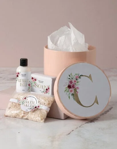 Personalised Floral Initial Pamper Hatbox - Product image