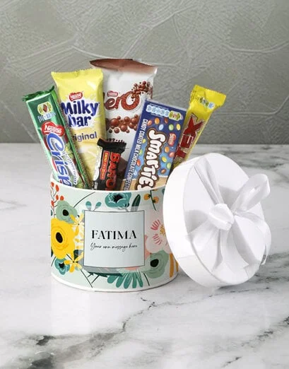 Personalised Floral Nestle Chocs Hat Box - Product image