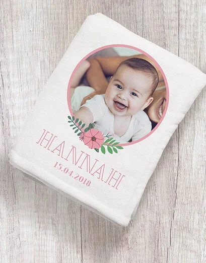 Personalised Floral Photo Fleece Blanket - Product image