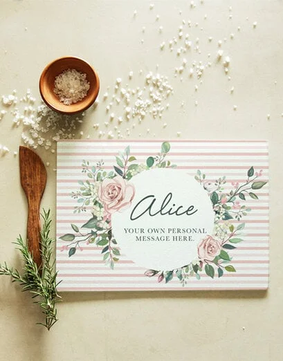 Personalised Floral Pink Glass Chopping Board - Product image