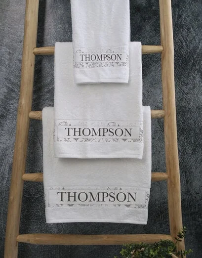 Personalised Floral Sketch White Towel Set - Product image
