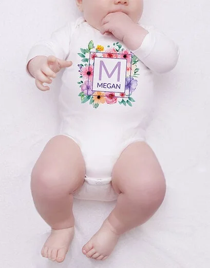 Personalised Floral Wreath Onesie - Product image