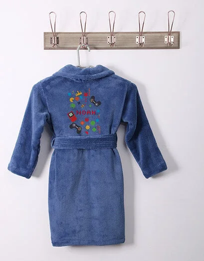Personalised Games Blue Fleece Gown - Product image