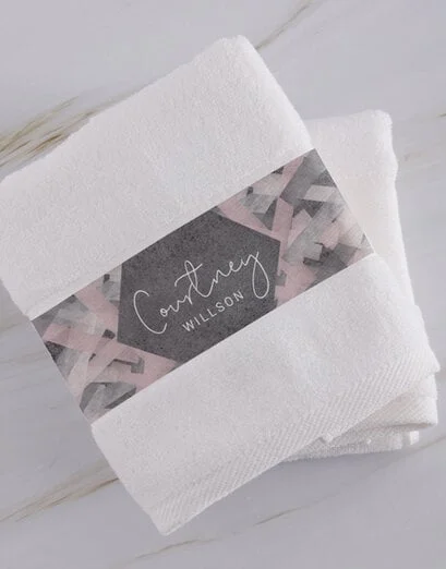 Personalised Geometric Print White Towel Set - Product image