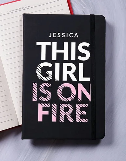 Personalised Girl On Fire Notebook - Product image