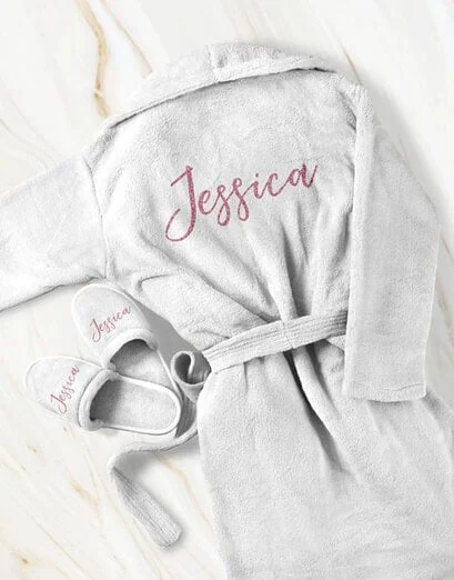 Personalised Glitter Gown and Slipper Set - Product image