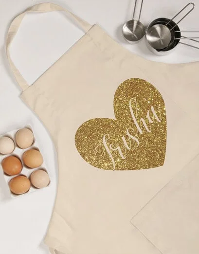 Personalised Glitter Heart Apron - Product image