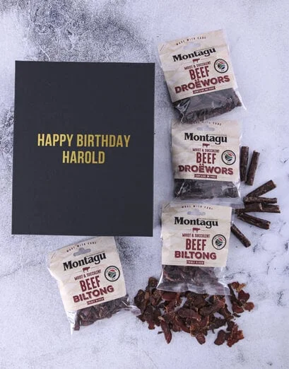 Personalised Gold Birthday Biltong Box