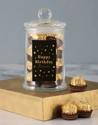 Personalised Gold Birthday Ferrero Candy Jar - Product image
