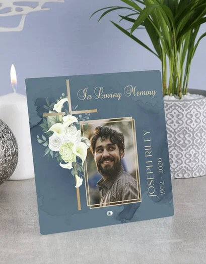 Personalised Gold Cross Glass Tile - Product image