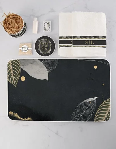 Personalised Gold Leaf Towel And Mat Set - Product image