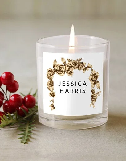 Personalised Gold Rose Candle - Product image