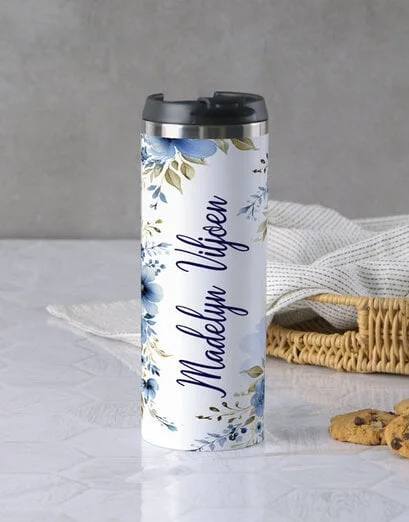 Personalised Golden Blue Travel Mug - Product image