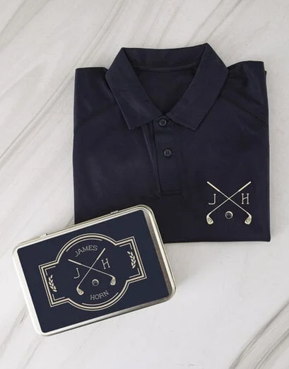 Personalised Golf Shirt In Clubs Tin - Product image