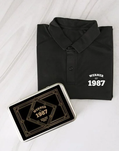 Personalised Golf Shirt In Dark Gatsby Tin - Product image