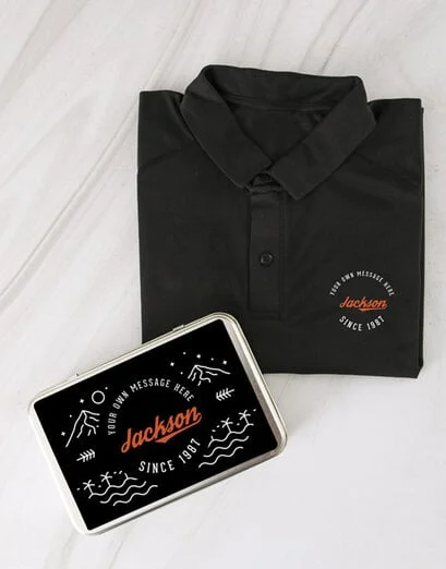 Personalised Golf Shirt In Dark Midnight Tin - Product image
