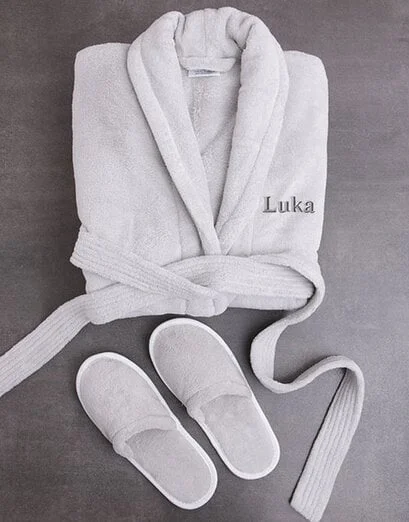 Personalised Grey Fleece Gown And Slipper Set - Product image