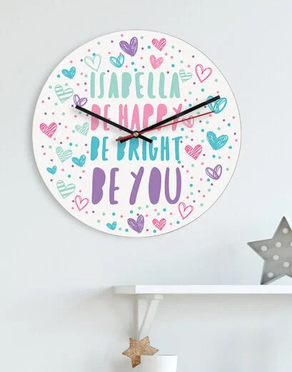 Personalised Happy Heart MDF Clock