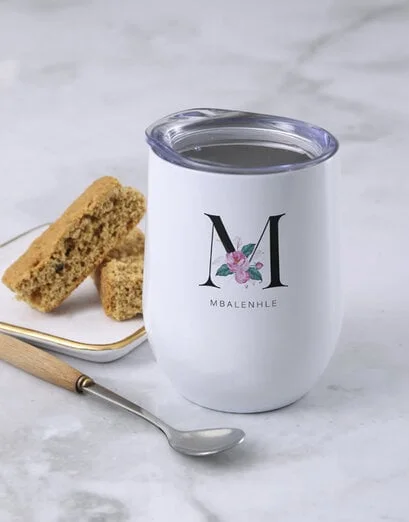 Personalised Initial Flower Wine Tumbler