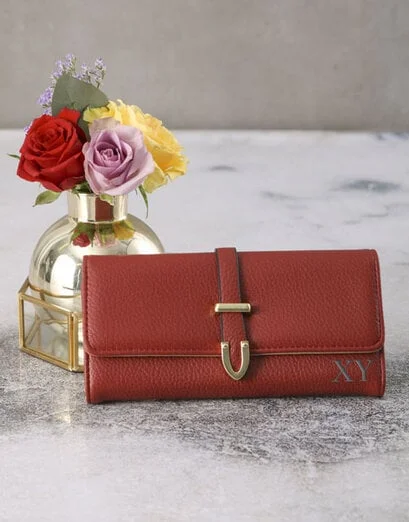 Personalised Large Burgundy Purse - Product image