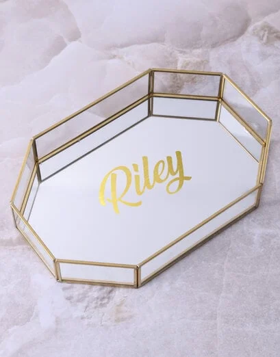 Personalised Large Glass Trinket Tray Set - Product image