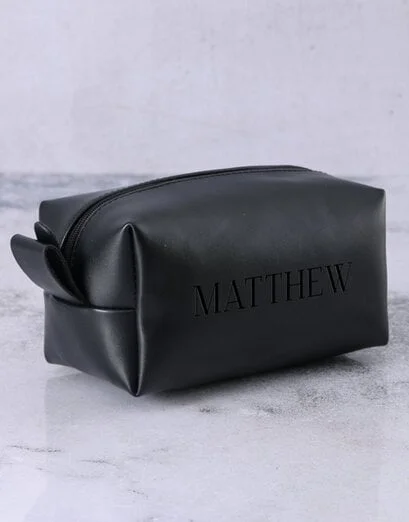 Personalised Leatherette Gents Black Wash Bag - Product image