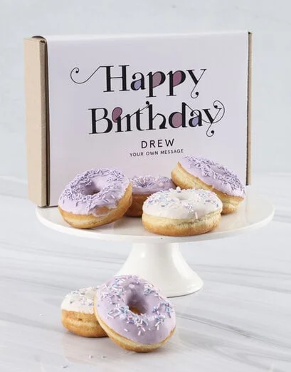 Personalised Lilac And White Doughnut Box - Product image