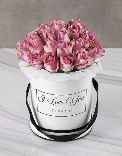 Personalised Lovely Lilac Roses Hat Box - Product image